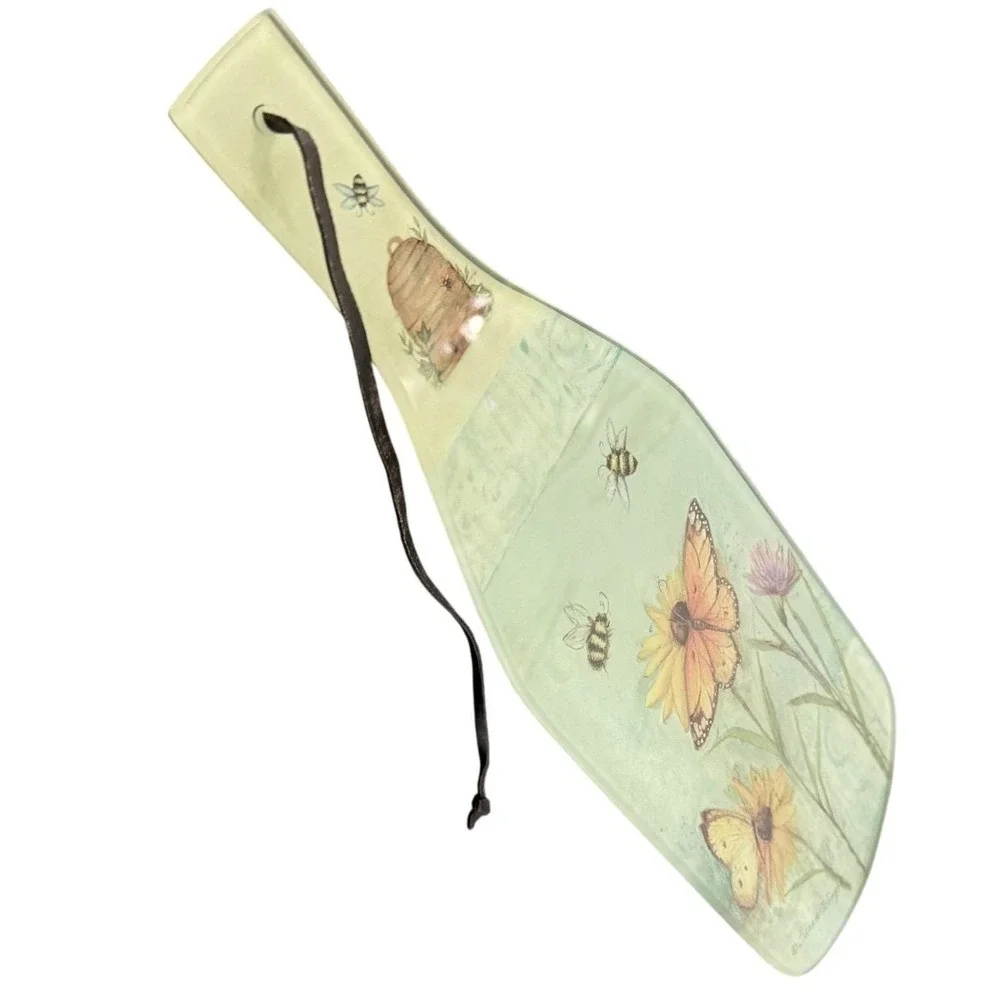 Vintage Decorative Glass‎ Bottle Trivet Butterfly Bee Cottage Wall Hanging
